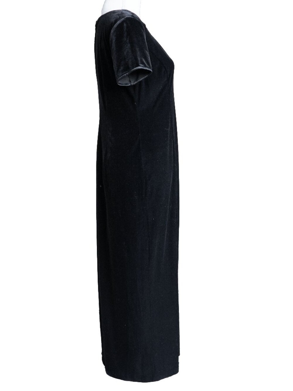 Y2k Black Velvet Dress Witchy WhimsiGoth Phoebe Buffay Velour Body Con Maxi - Picture 4 of 14
